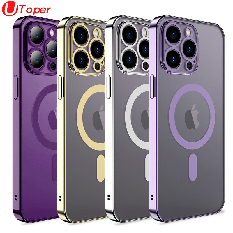 Luxury Plating Clear Magnetic Wireless Charge Case For iPhones
