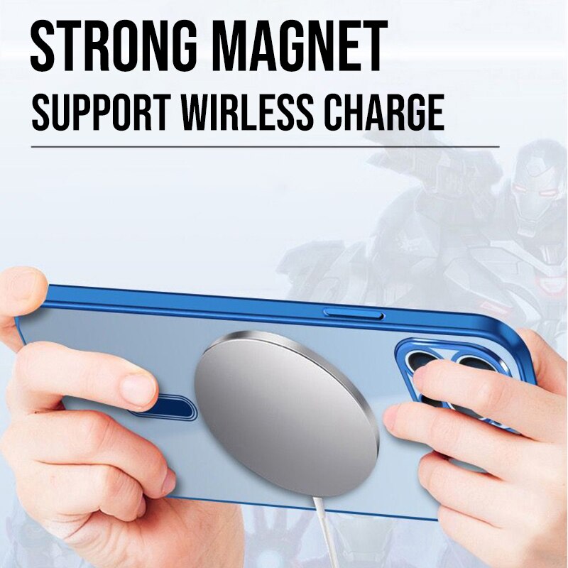 Luxury Plating Clear Magnetic Wireless Charge Case For iPhones