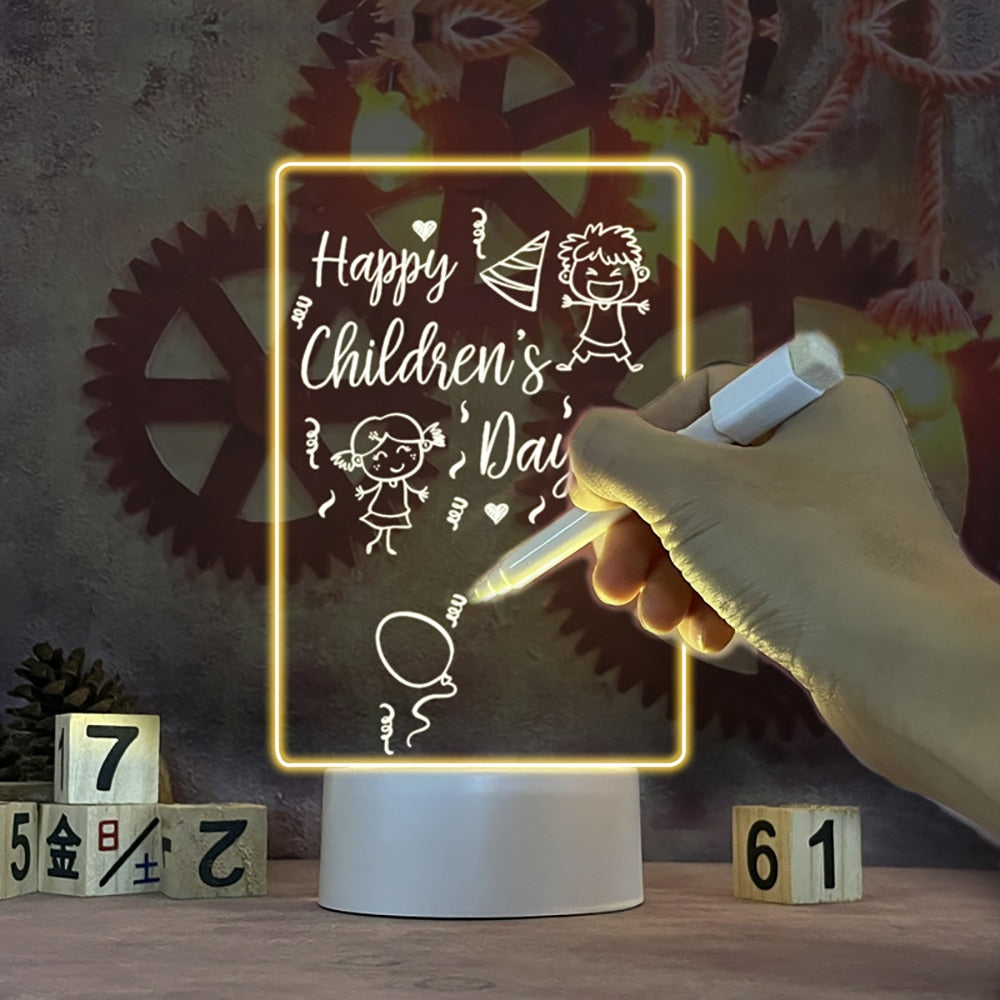 Note Board Led Night Light Acrylic Creative Message Board Holiday USB Light Gift For Kids Gril Home Decoration Night Lamp